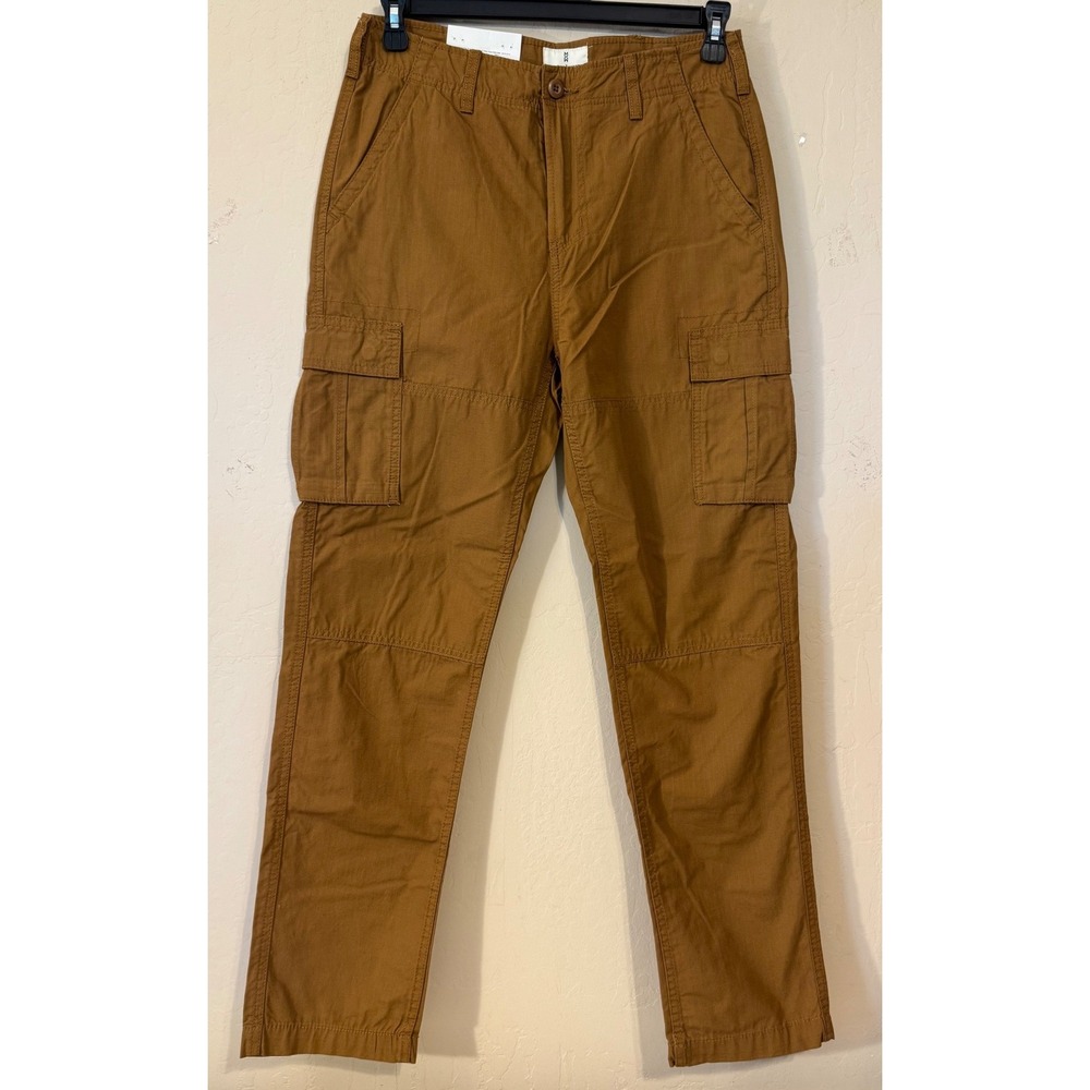 Mutual Weave‎ Cargo Pants Men 30x30 Brown Relaxed Taper Ripstop Cotton NEW